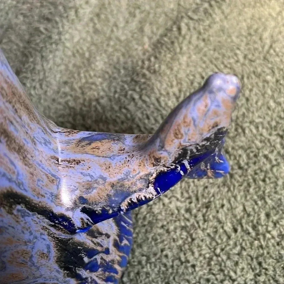 Whale Tail Mug Doug Wylie Pottery Handmade Cobalt Blue Fat Drip Glaze 1981 - Picture 6 of 16